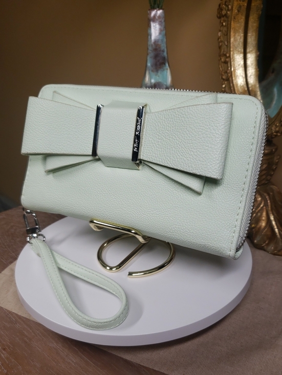 Betsey Johnson Handbags - Betsey Johnson Large Mint Bow Wristlet Clutch
